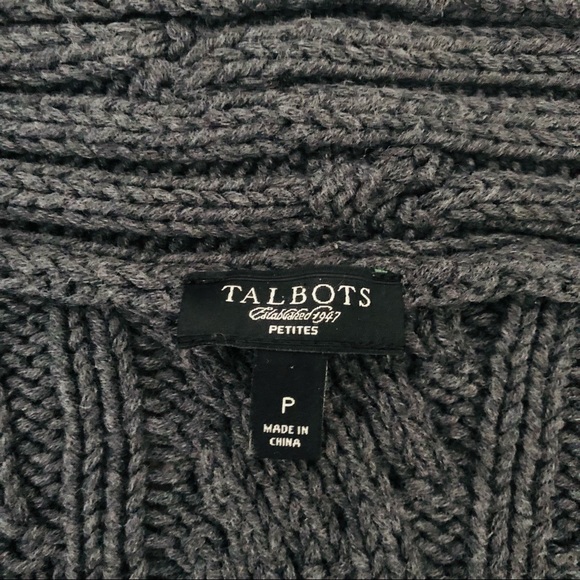 ⭐️Talbots⭐️Chunky Cable Knit Gray Sweater Cardigan Jacket Top SP sz Small Petite - Picture 5 of 11